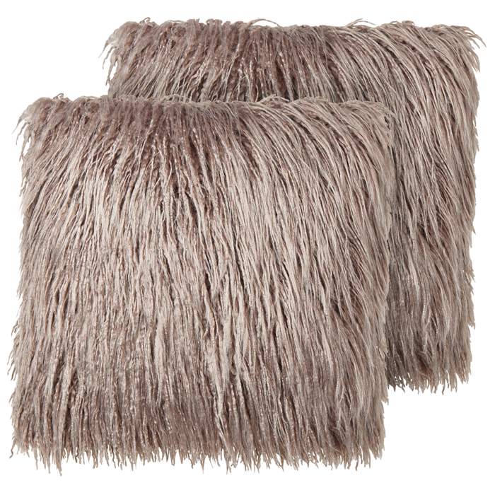 Set di 2 cuscini da lancio in ecopelliccia beige 45 x 45 cm Morbidi e soffici cuscini sparsi