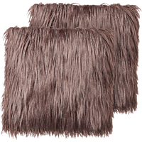 Set di 2 cuscini da lancio in ecopelliccia marrone 45 x 45 cm Morbidi e soffici cuscini sparsi