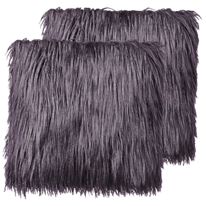 Set di 2 cuscini da lancio in ecopelliccia grigio scuro 45 x 45 cm Morbidi e soffici cuscini sparsi