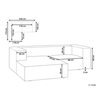 Divano angolare a 2 posti a destra in tessuto beige con braccioli imbottiti Stile minimalista