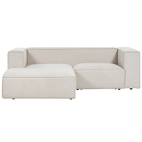 Divano angolare a 2 posti a destra in tessuto beige con braccioli imbottiti Stile minimalista