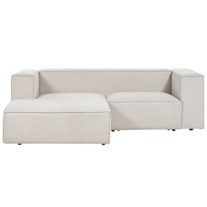 Divano angolare a 2 posti a destra in tessuto beige con braccioli imbottiti Stile minimalista
