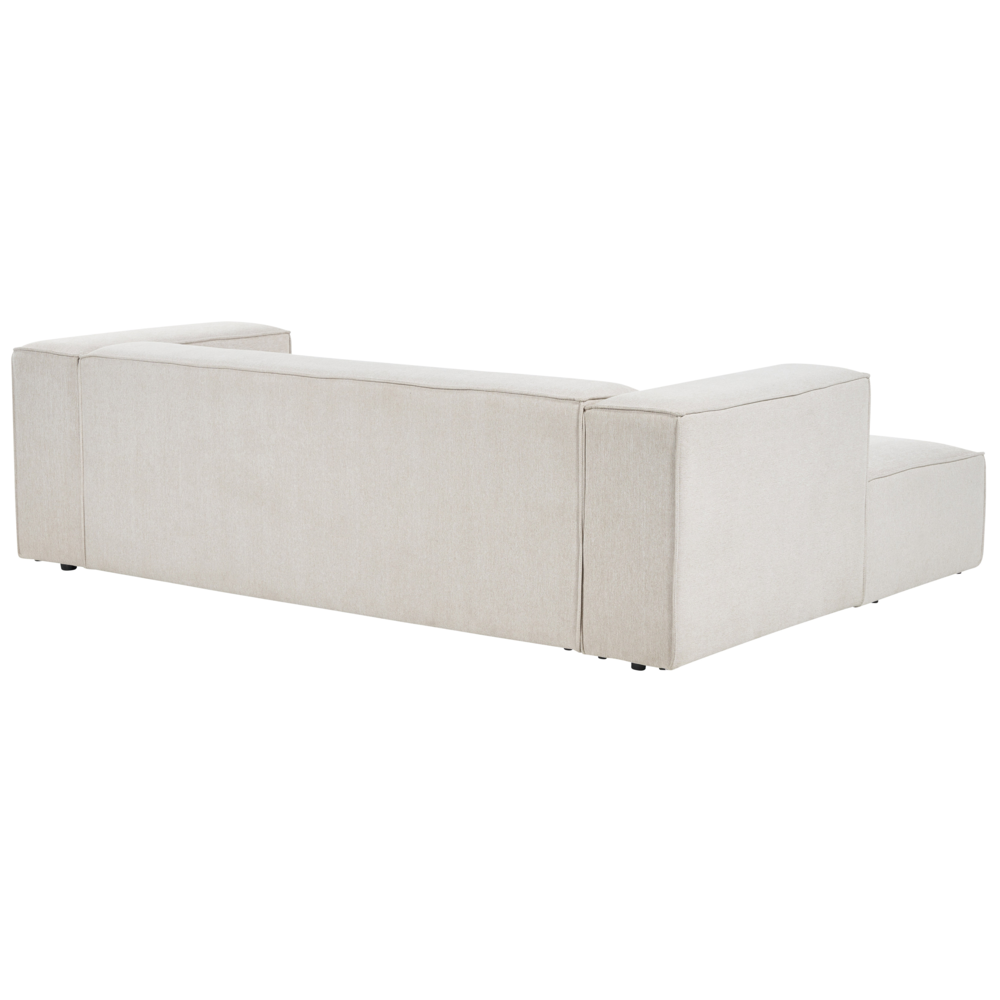 Divano angolare a 2 posti a destra in tessuto beige con braccioli imbottiti Stile minimalista