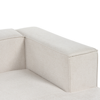 Divano angolare a 2 posti a destra in tessuto beige con braccioli imbottiti Stile minimalista