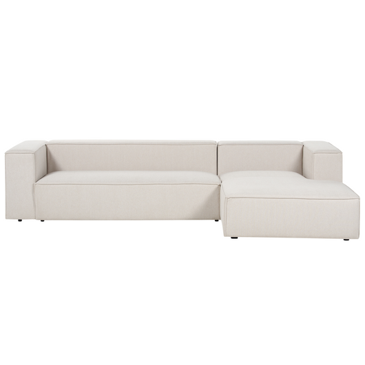 Divano angolare a 3 posti a sinistra in tessuto beige con braccioli imbottiti Stile minimalista