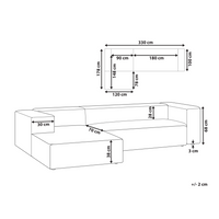 Divano angolare a 3 posti a destra in tessuto beige con braccioli imbottiti Stile minimalista