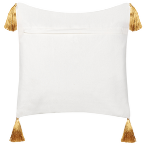 Set di 2 cuscini sparsi in cotone bianco oro 45 x 45 cm Motivo natalizio Nappe Accessori Decorazione festiva