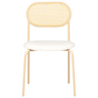 Set di 2 sedie da pranzo con seduta in tessuto e struttura in metallo con effetto legno intreccio viennese stile retrò soggiorno