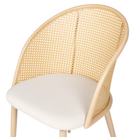 Set di 2 sedie da pranzo con seduta in tessuto e struttura in metallo nero effetto legno con intreccio viennese stile retrò soggiorno