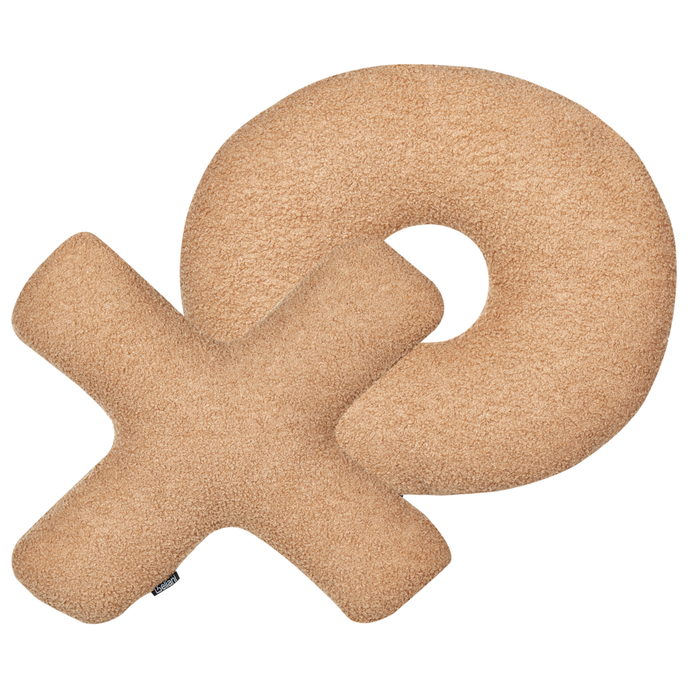 Set di 2 cuscini in tessuto decorazione tessile marrone chiaro a forma delle lettere XO divano soggiorno camera da letto