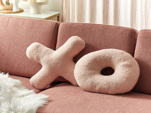 Set di 2 cuscini in tessuto decorazione tessile rosa a forma delle lettere XO divano soggiorno camera da letto