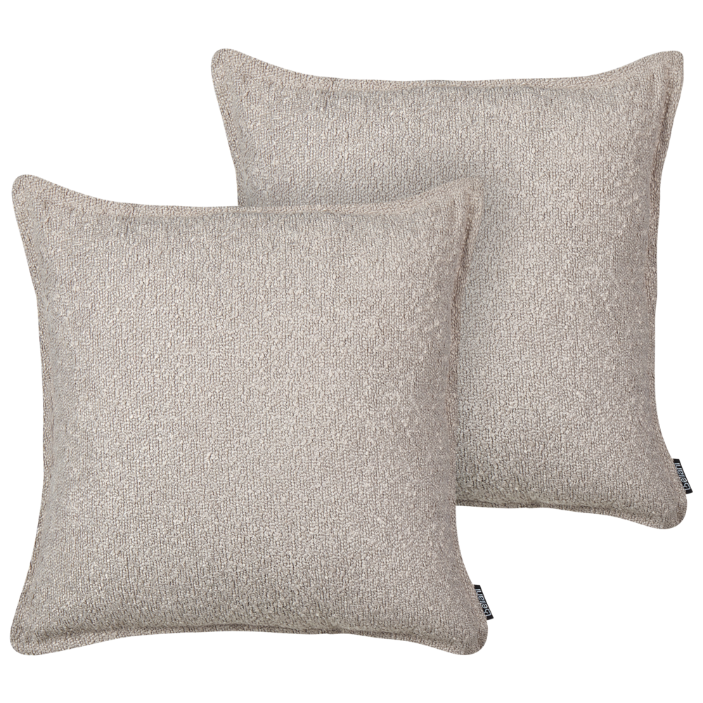 Set di 2 cuscini decorativi in tessuto felpato con motivo a tinta unita beige divano camera da letto salotto