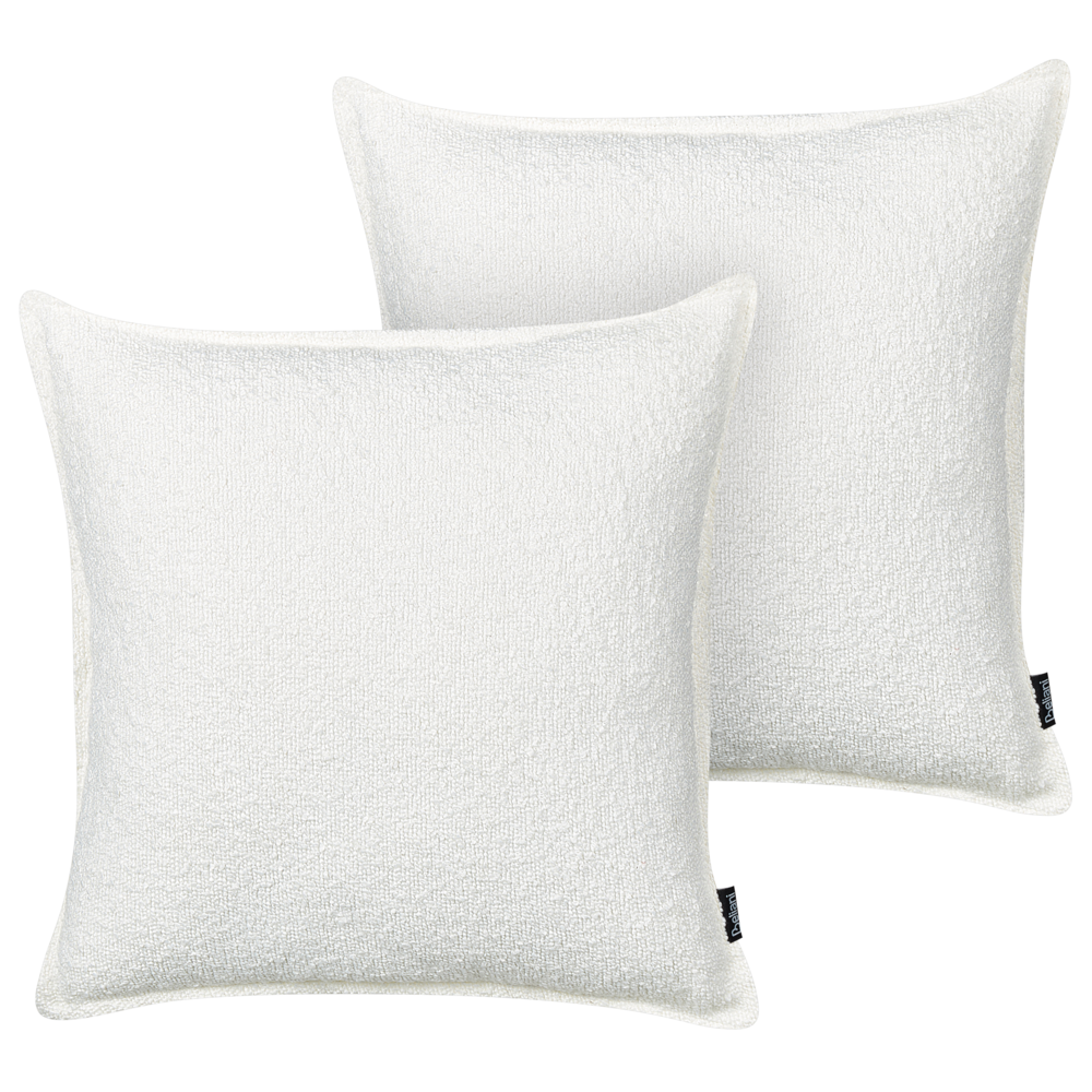 Set di 2 cuscini decorativi in tessuto felpato con motivo a tinta unita bianco crema divano camera da letto salotto