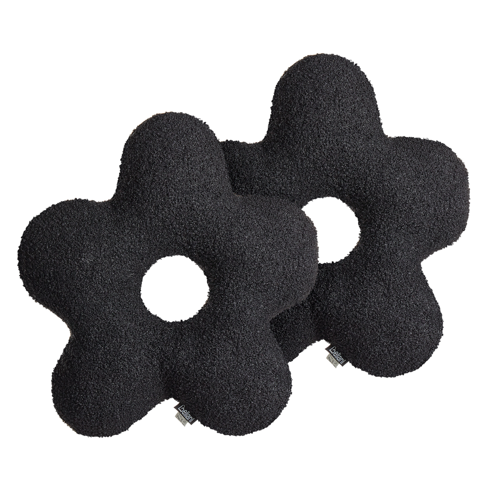Set di 2 cuscini in tessuto di peluche a forma di fiore nero 40 x 40 cm accessori divano camera da letto