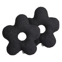 Set di 2 cuscini in tessuto di peluche a forma di fiore nero 40 x 40 cm accessori divano camera da letto
