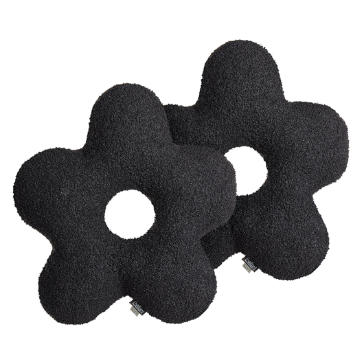 Set di 2 cuscini in tessuto di peluche a forma di fiore nero 40 x 40 cm accessori divano camera da letto