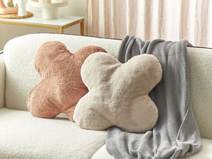 Set di 2 cuscini in tessuto di poliestere con imbottitura in cotone beige e marrone chiaro 54 x 54 cm accessori divani decorazioni