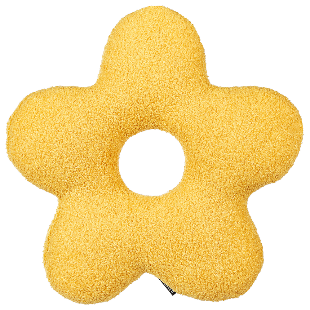 Set di 2 cuscini in tessuto di peluche a forma di fiore giallo 40 x 40 cm accessori divano camera da letto