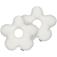 Set di 2 cuscini in tessuto di peluche a forma di fiore bianco 40 x 40 cm accessori divano camera da letto