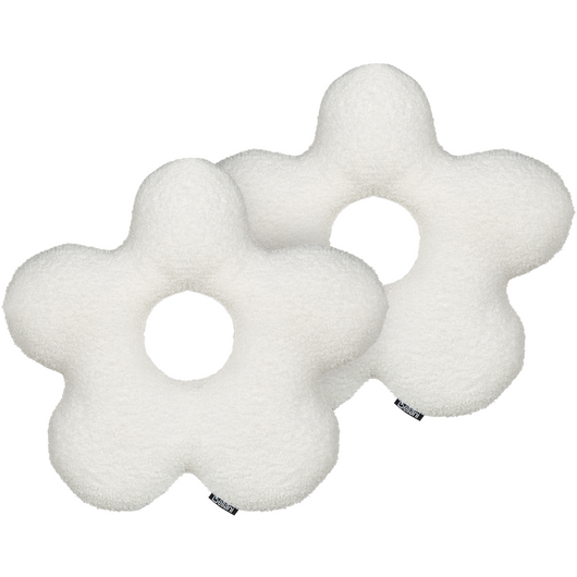Set di 2 cuscini in tessuto di peluche a forma di fiore bianco 40 x 40 cm accessori divano camera da letto
