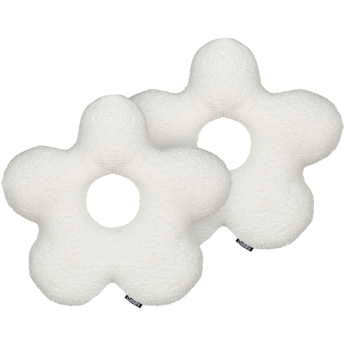 Set di 2 cuscini in tessuto di peluche a forma di fiore bianco 40 x 40 cm accessori divano camera da letto