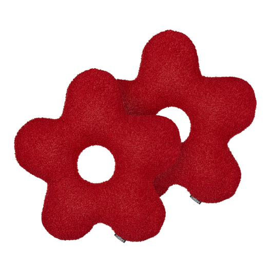 Set di 2 cuscini in tessuto di peluche a forma di fiore rosso 40 x 40 cm accessori divano camera da letto