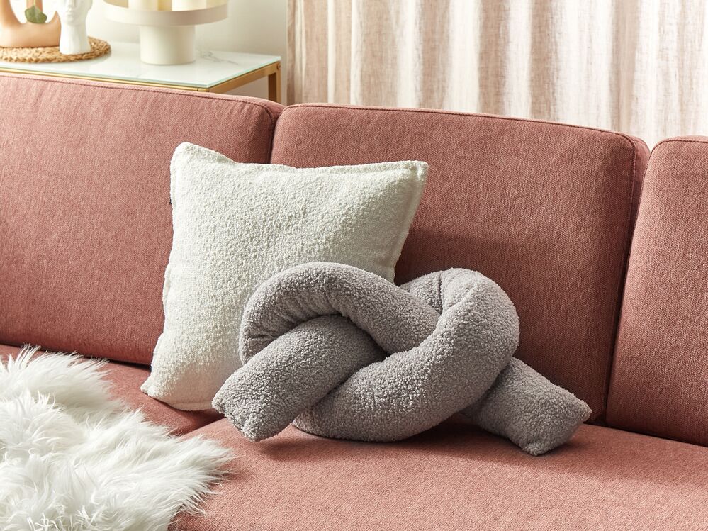 Cuscino moderno in tessuto peluche grigio 172 x 14 cm accessorio decorazione divano