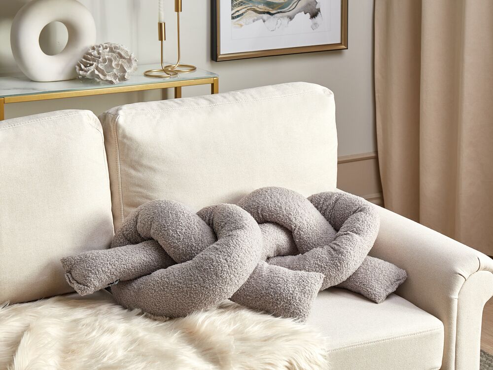 Set di 2 cuscini moderni in tessuto peluche grigio 172 x 14 cm accessori decorazioni divano