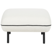 Ottomano poggiapiedi in tessuto boucle bianco imbottito metallo gambe nere poggiapiedi quadrato imbottito bordi decorativi neri Retro Glam