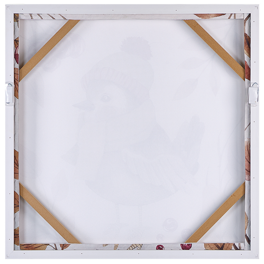 Stampa su tela multicolore 63 x 63 cm Modello di uccello Forma quadrata Cornice in MDF Soggiorno moderno eclettico Corridoio