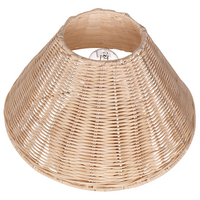 Lampada da tavolo in Rattan naturale con treppiede e paralume traforato e per comodino o scrivania in stile boho