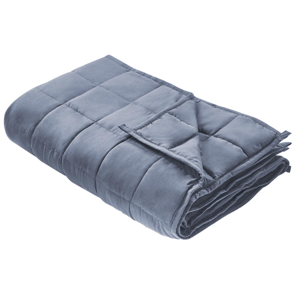 Coperta ponderata Tessuto poliestere blu Riempimento con perle di vetro Rettangolare 100 x 150 cm 4 kg Trapuntato