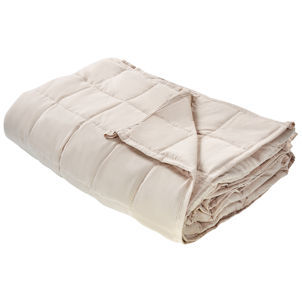 Coperta ponderata Tessuto poliestere beige Riempimento con perle di vetro Rettangolare 100 x 150 cm 4 kg Trapuntato
