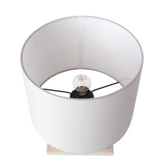 Lampada da tavolo in ceramica multicolore con paralume a tamburo in lino base minimalista design stile contemporaneo