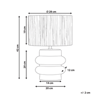 Lampada da tavolo in ceramica bianca con paralume a tamburo in lino  base minimalista design stile contemporaneo