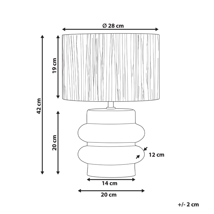Lampada da tavolo in ceramica bianca con paralume a tamburo in lino  base minimalista design stile contemporaneo