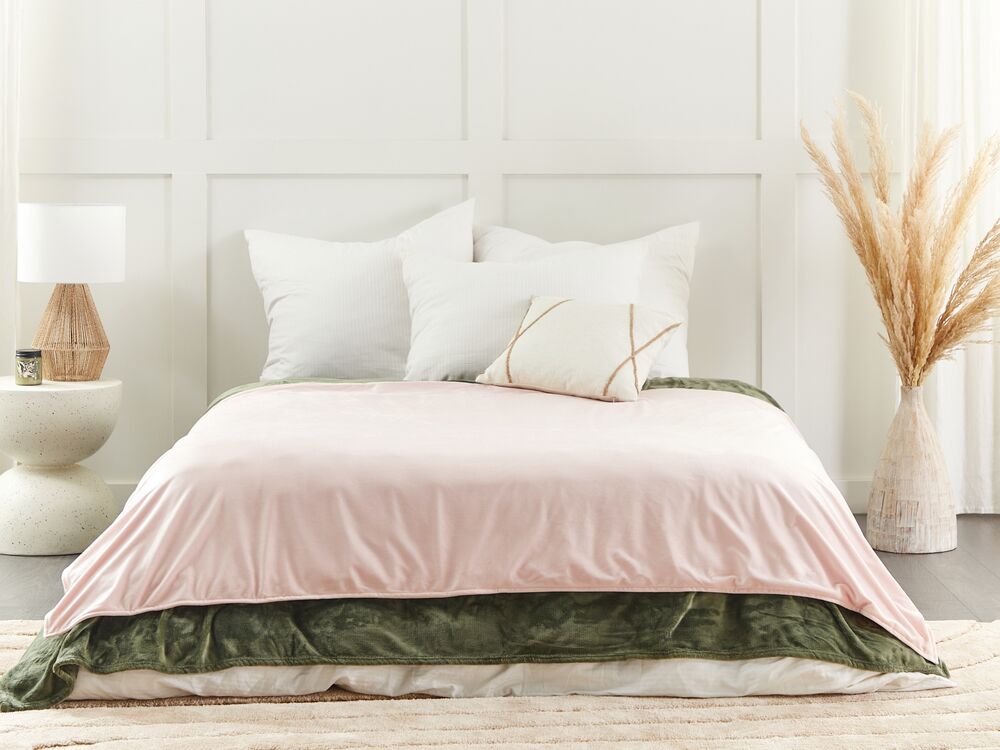 Copripiumino per coperta ponderata Rosa Tessuto poliestere 135 x 200 cm Motivo solido Design moderno Tessile camera da letto