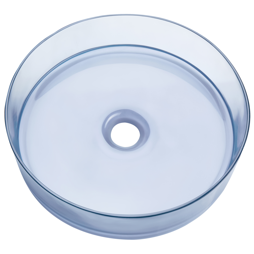 Lavandino da appoggio Azzurro Superficie solida 360 mm Lavandino da bagno rotondo semitrasparente