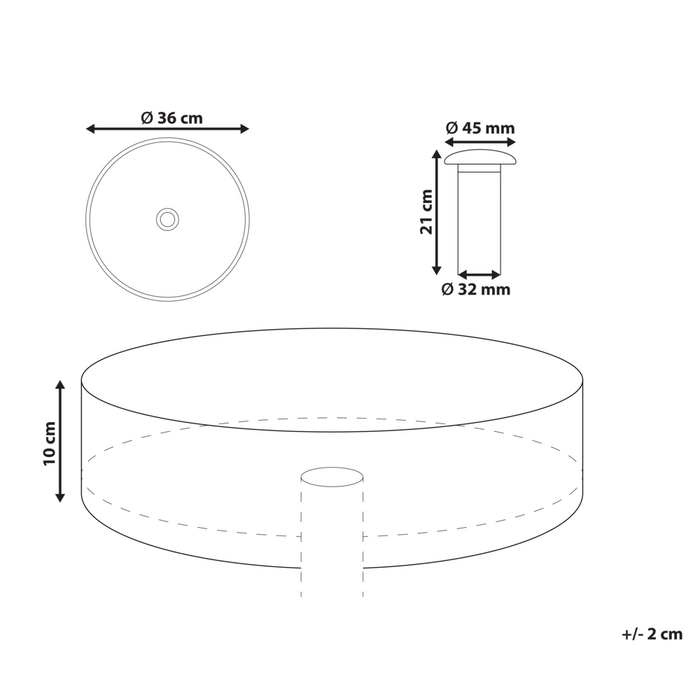 Lavandino da appoggio Azzurro Superficie solida 360 mm Lavandino da bagno rotondo semitrasparente