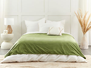 Copripiumino per coperta ponderata Verde Scuro Tessuto poliestere 150 x 200 cm Motivo solido Design moderno Tessile camera da letto