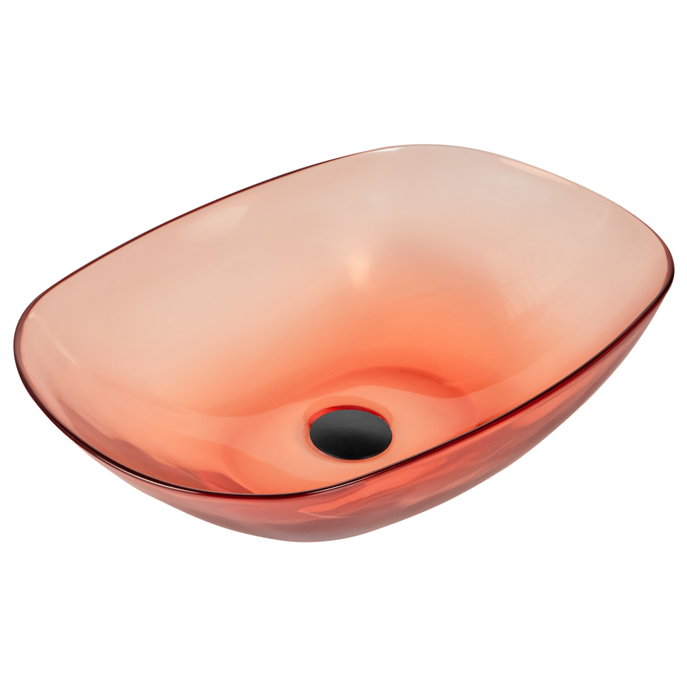 Lavabo da appoggio Superficie solida rosso 340 x 360 mm Lavello da bagno semitrasparente