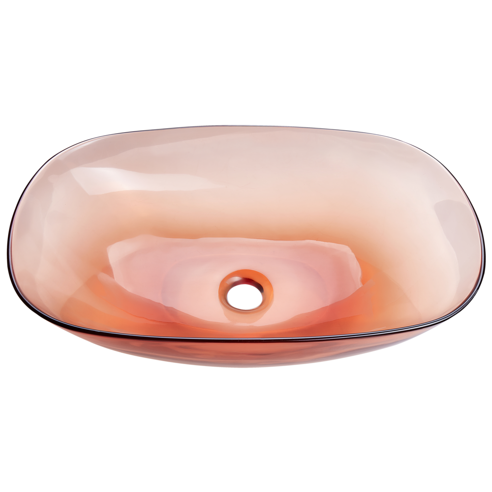 Lavabo da appoggio Superficie solida rosso 340 x 360 mm Lavello da bagno semitrasparente