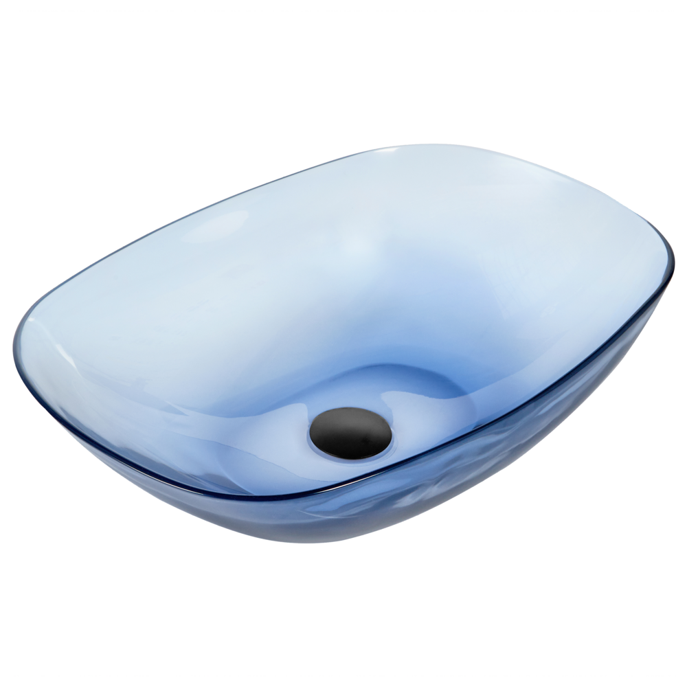Lavabo da appoggio Superficie solida blu 340 x 360 mm Lavello da bagno semitrasparente