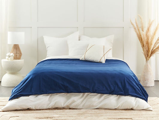 Copripiumino per coperta ponderata Blu Marino Tessuto poliestere 150 x 200 cm Motivo solido Design moderno Tessile camera da letto