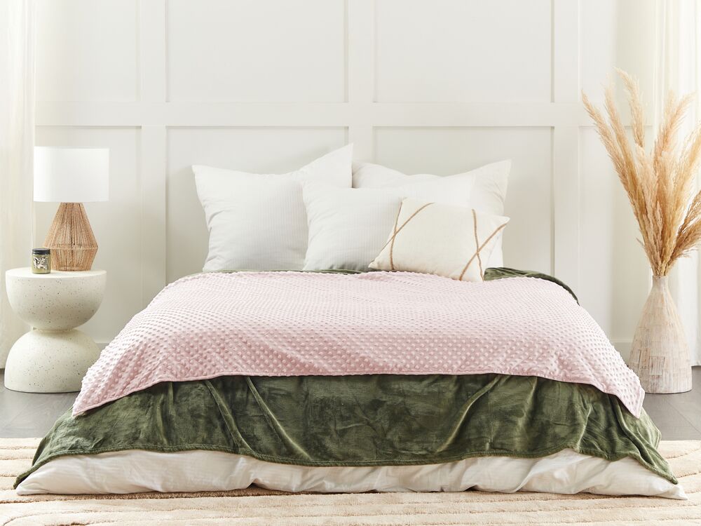 Copripiumino per coperta ponderata Rosa Tessuto poliestere 120 x 180 cm Motivo a pois Design moderno Tessile camera da letto