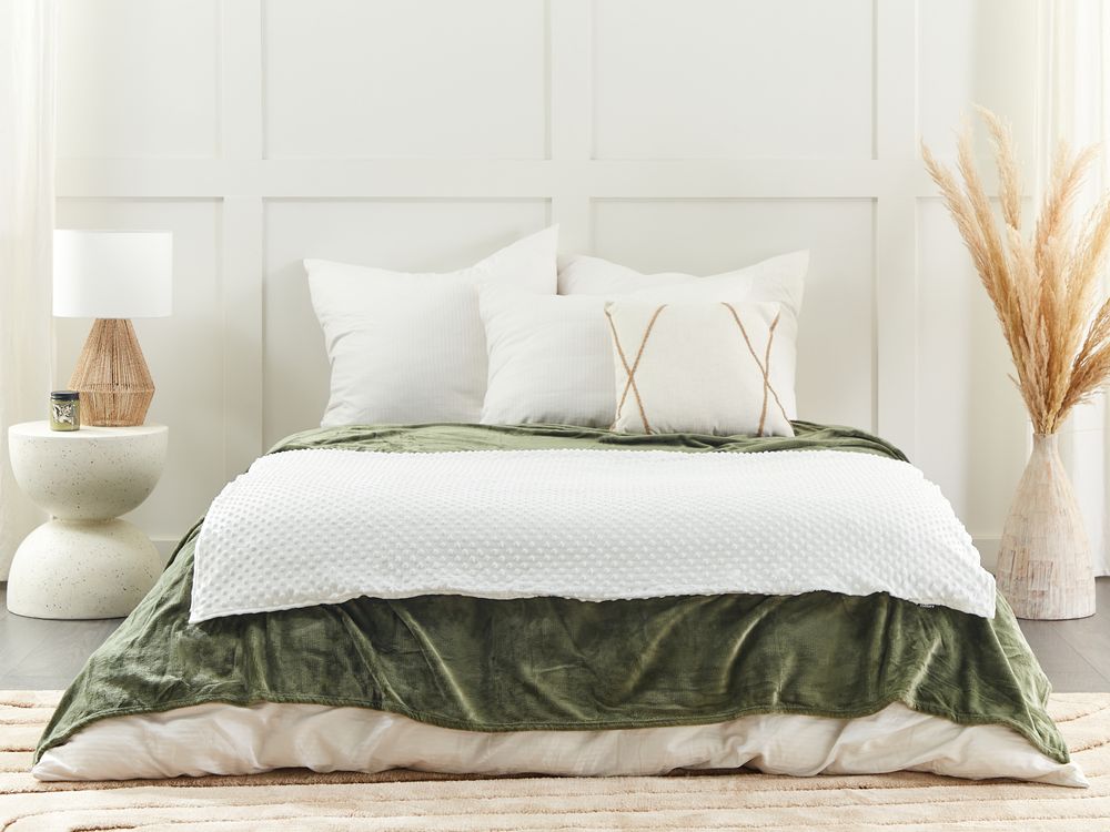 Copripiumino per coperta ponderata Bianca Tessuto poliestere 100 x 150 cm Motivo a pois Design moderno Tessile camera da letto