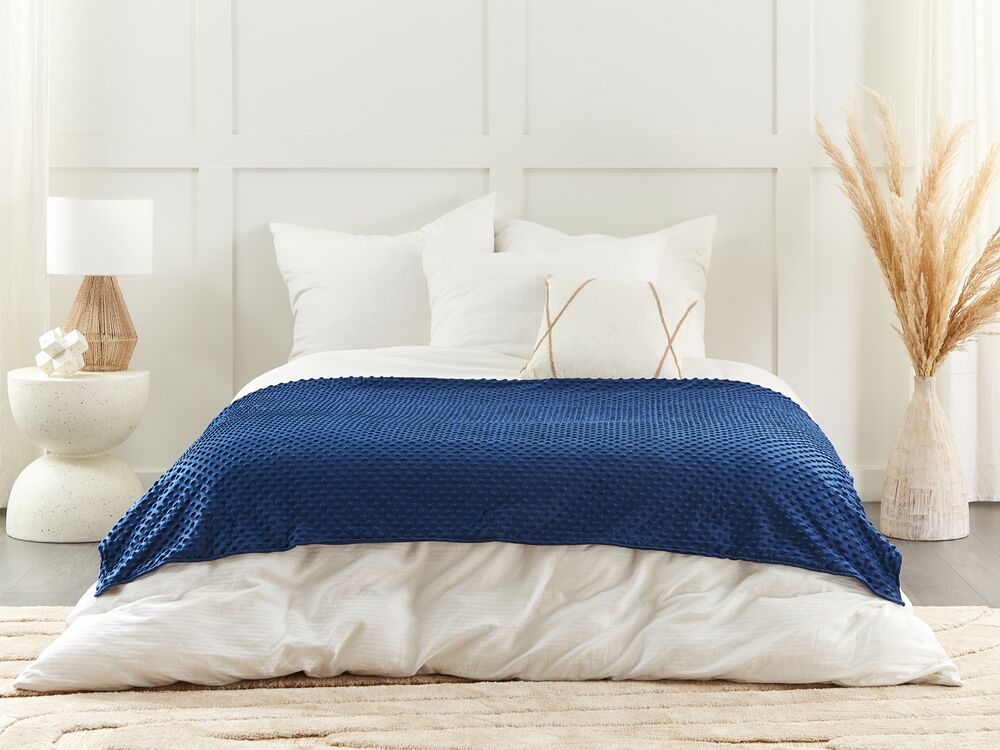 Copripiumino per coperta ponderata Blu Marino Tessuto poliestere 120 x 180 cm Motivo a pois Design moderno Tessile camera da letto