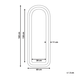 Specchio da parete rosa con cornice in MDF, vetro 60 x 160 cm, forma irregolare, pezzo decorativo da parete, stile moderno.