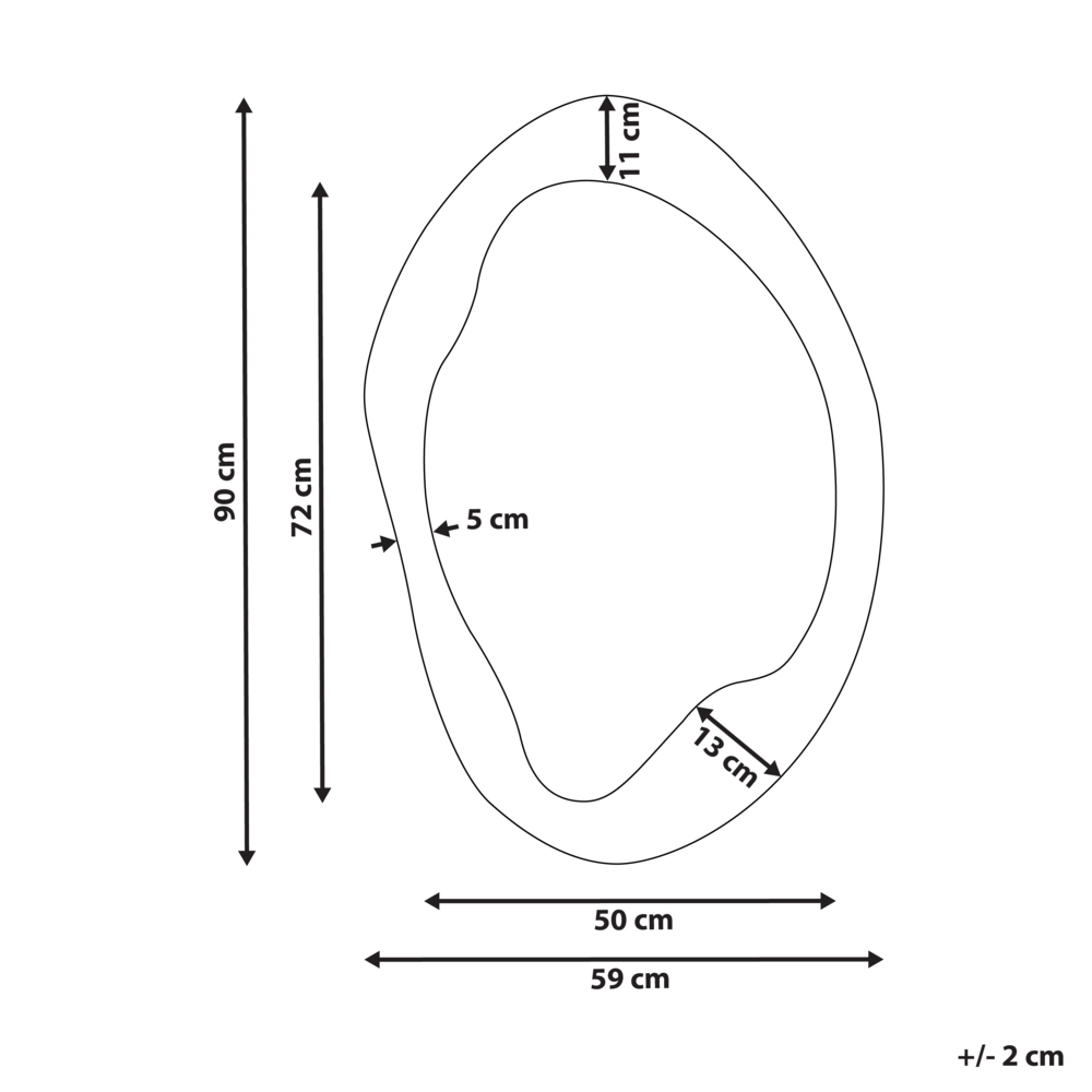 Specchio da parete verde con cornice in MDF vetro 59 x 90 cm Forma irregolare Decorativo a parete Pezzo d'accento in stile moderno