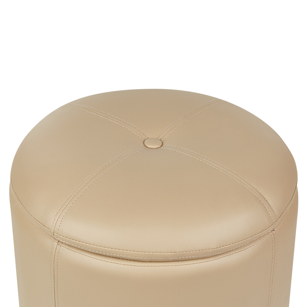Pouf Beige Ecopelle 40 x 38 cm con Sgabello Contenitivo Glamour
